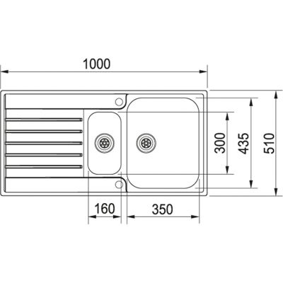 Plan Evier en inox Franke ARGOS 666409 couleur inox 1000x510 avec 1 et cuve vidage manuel