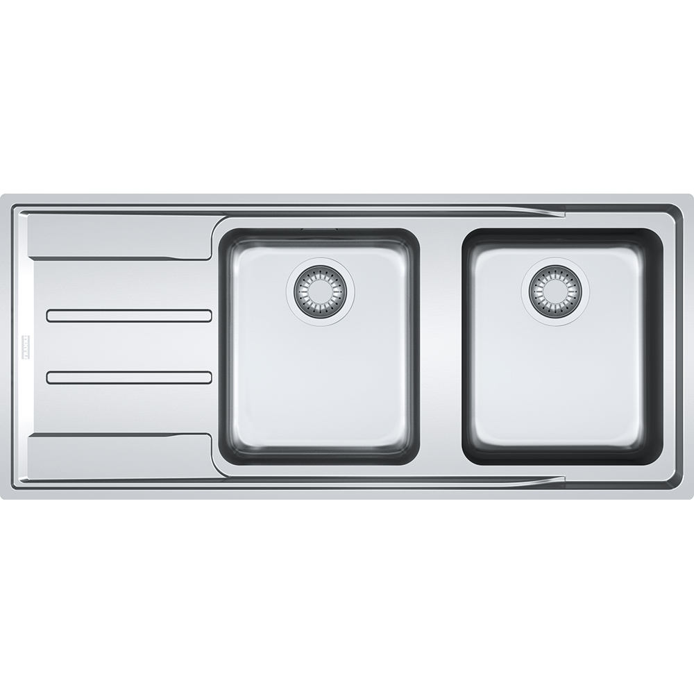  Evier en inox Franke ATON 758036 couleur inox 1164x514 avec 2 cuves vidage manuel ANX221