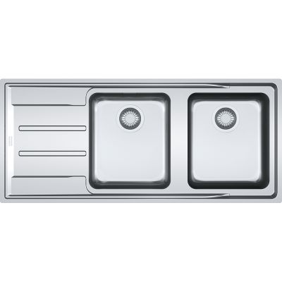  Evier en inox Franke ATON 758036 couleur inox 1164x514 avec 2 cuves vidage manuel