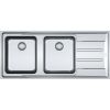  Evier en inox Franke ATON 758029 couleur inox 1164x514 avec 2 cuves vidage manuel égouttoir réversible