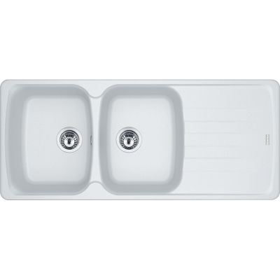  Evier en fragranit Franke Antea 251167 couleur blanc artic 1160x500 avec 2 cuves vidage automatique