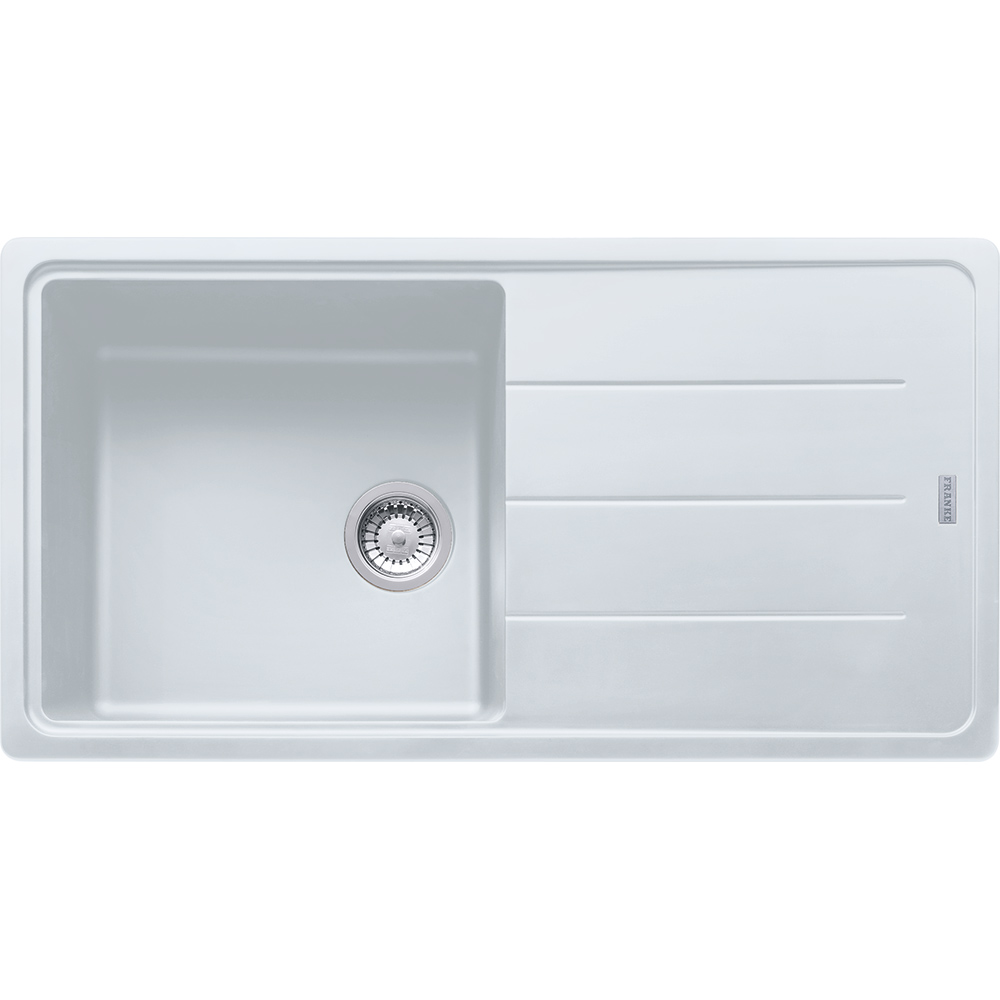  Evier en fragranit Franke BASIS 032449 couleur blanc artic 970x500 avec 1 cuve vidage automatique BFG611-97