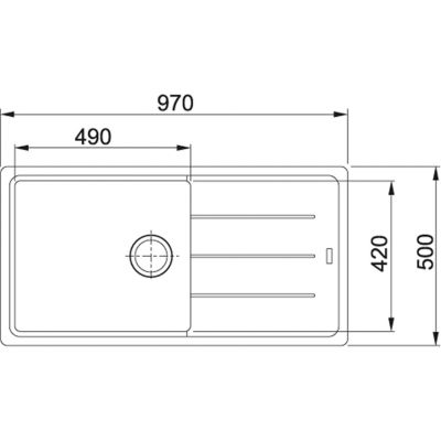 Plan Evier en fragranit Franke BASIS 925253 couleur blanc artic 970x500 avec 1 cuve vidage automatique