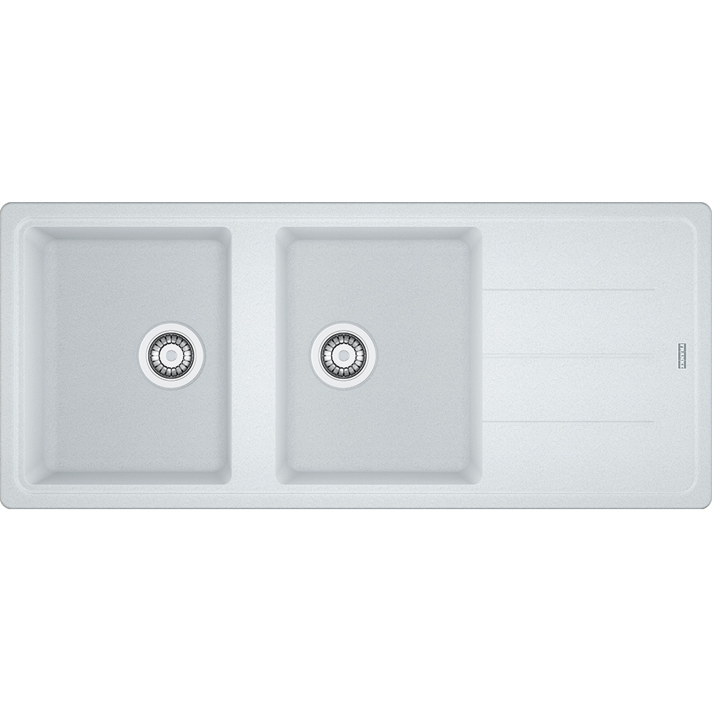  Evier en fragranit Franke BASIS 032524 couleur blanc artic 1160x500 avec 2 cuves vidage automatique BFG621