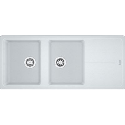  Evier en fragranit Franke BASIS 032524 couleur blanc artic 1160x500 avec 2 cuves vidage automatique