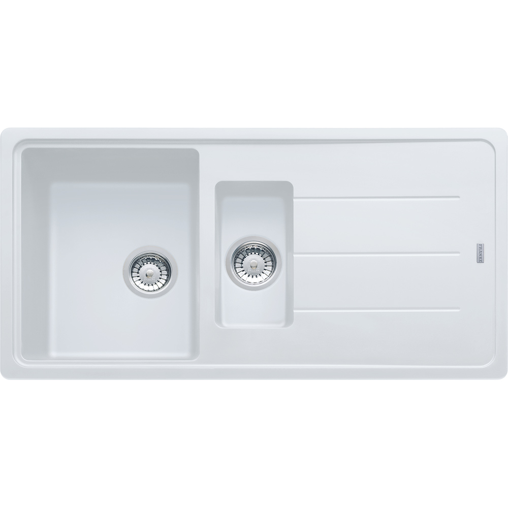  Evier en fragranit Franke BASIS 032487 couleur blanc artic 970x500 avec 1 et cuve vidage automatique BFG651