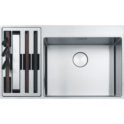  Evier en inox Franke Box Center 661010 couleur inox 860x510 avec 1.5 cuves vidage manuel