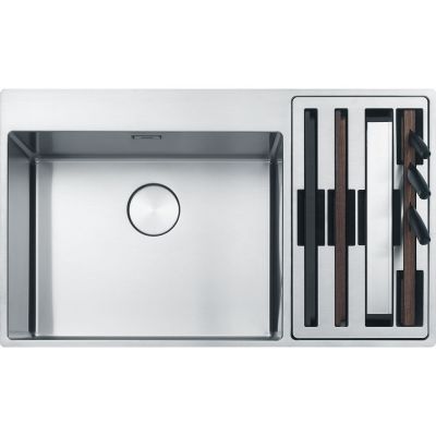  Evier en inox Franke Box Center 660792 couleur inox 860x510 avec 1.5 cuves vidage manuel égouttoir réversible