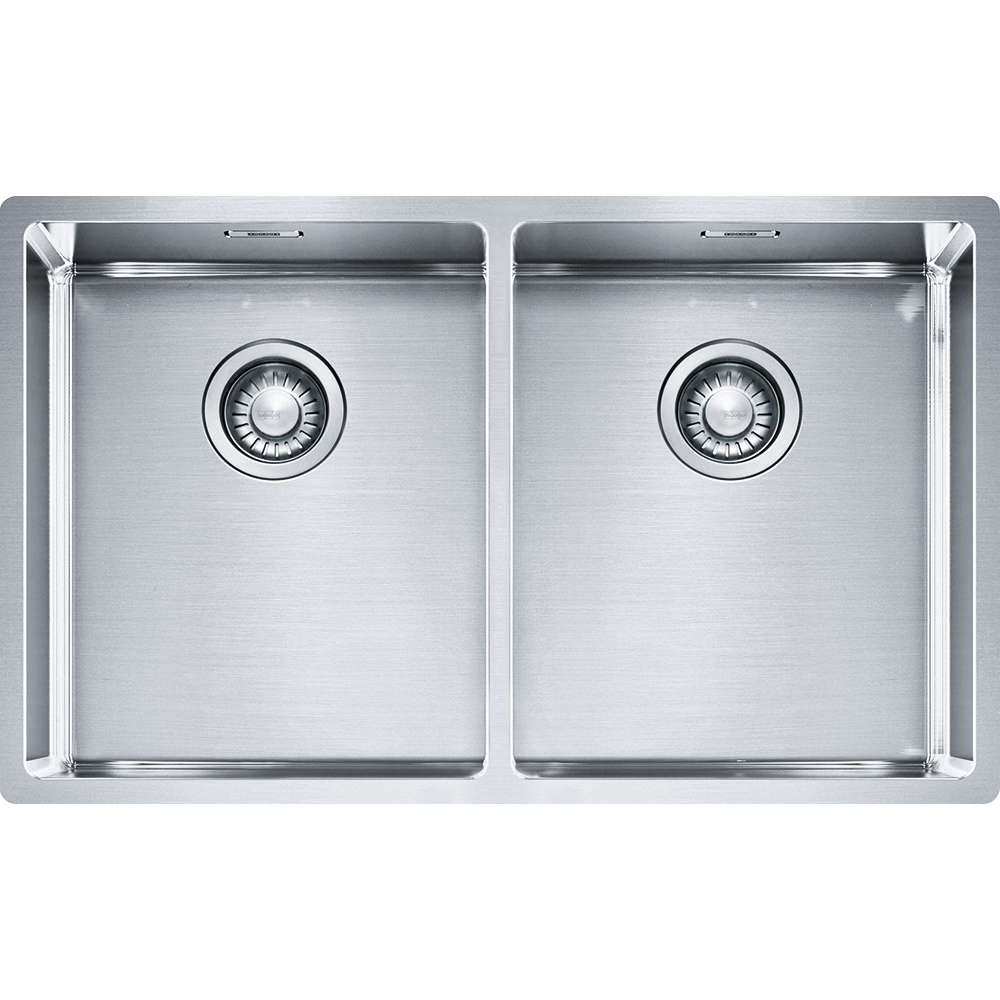  Evier en inox Franke Box 653637 couleur inox 740x450 avec 2 cuves vidage automatique BXX120-34-34