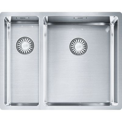  Evier en inox Franke Box 653286 couleur inox 560x450 avec 2 cuves vidage manuel