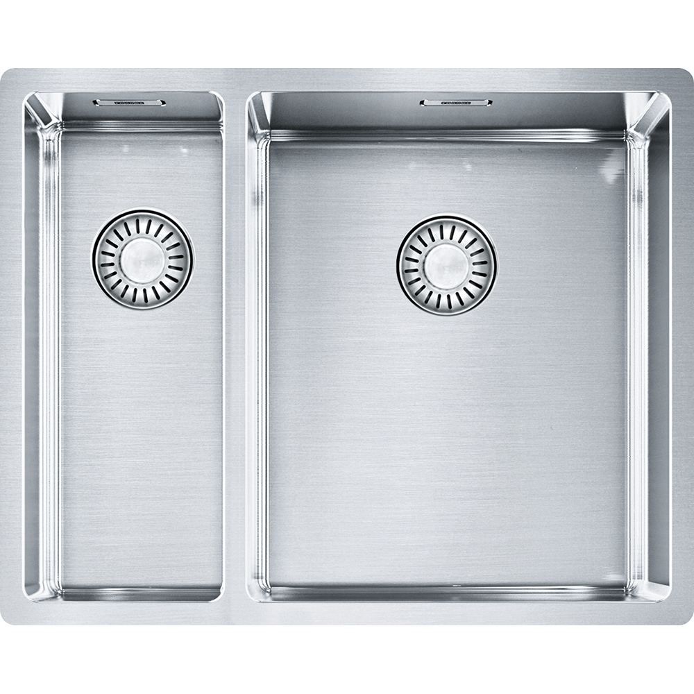  Evier en inox Franke Box 653293 couleur inox 560x450 avec 2 cuves vidage automatique BXX160-34-16