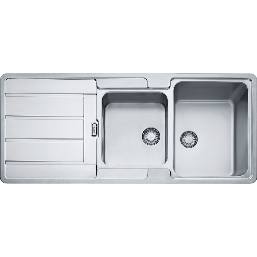  Evier en inox Franke Hydros 227296 couleur inox 1160x510 avec 2 cuves vidage manuel HDX624