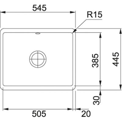 Plan Evier en céramique Franke KUBUS 603120 couleur onyx 545x445 avec 1 cuve vidage manuel