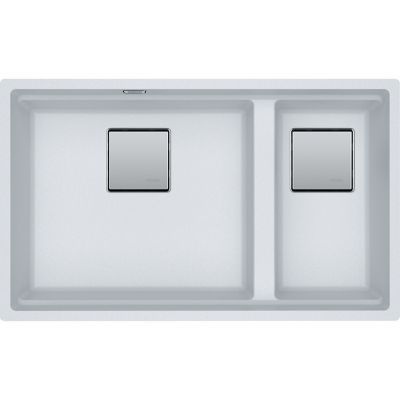  Evier en fragranit Franke Kubus 2.0 468152 couleur blanc artic 760x460 avec 2 cuves vidage manuel