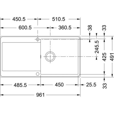 Plan Evier en fragranit Franke MARIS 465007 couleur onyx 961x491 avec 1 cuve vidage automatique égouttoir réversible