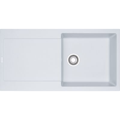  Evier en fragranit Franke MARIS 094549 couleur blanc artic 970x500 avec 1 cuve vidage automatique égouttoir réversible