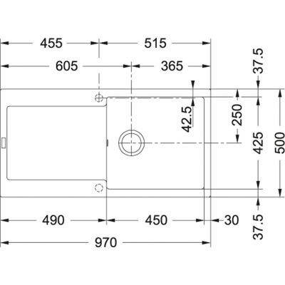 Plan Evier en fragranit Franke MARIS 907822 couleur oyster 970x500 avec 1 cuve vidage automatique égouttoir réversible