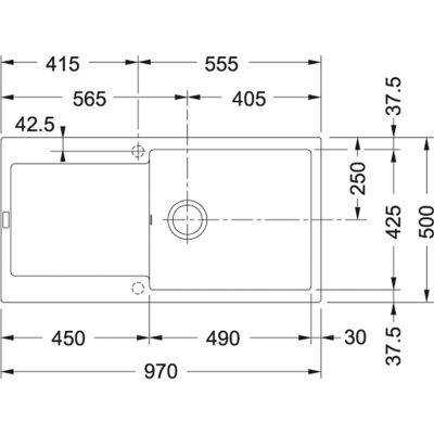 Plan Evier en fragranit Franke MARIS 907846 couleur oyster 970x500 avec 1 cuve vidage automatique égouttoir réversible