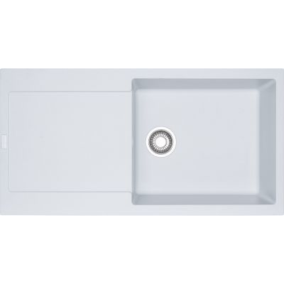  Evier en fragranit Franke MARIS 351816 couleur blanc artic 970x500 avec 1 cuve vidage automatique égouttoir réversible
