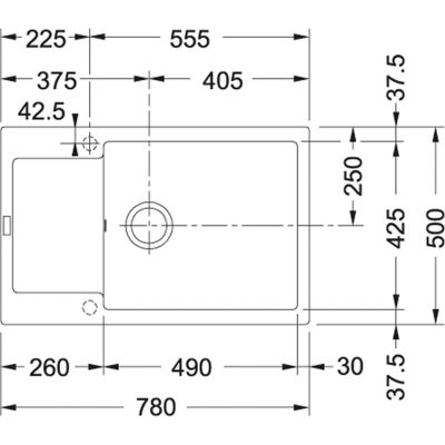 Plan Evier en fragranit Franke MARIS 588212 couleur platinum 780x500 avec 1 cuve vidage automatique égouttoir réversible