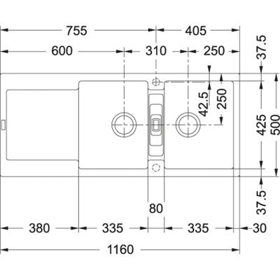 Plan Evier en fragranit Franke MARIS 907860 couleur oyster 1160x500 avec 2 cuves vidage automatique égouttoir réversible