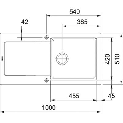 Plan Evier en céramique Franke MARIS 587901 couleur blanc uni 1000x510 avec 1 cuve vidage manuel égouttoir réversible