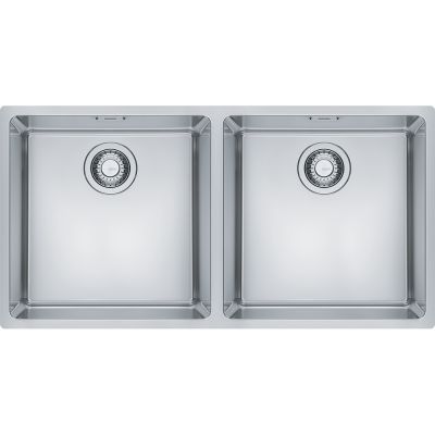  Evier en inox Franke MARIS 566049 couleur inox 865x440 avec 2 cuves vidage manuel