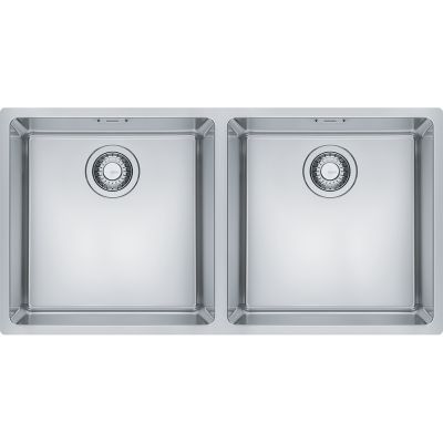  Evier en inox Franke MARIS 566049 couleur inox 865x440 avec 2 cuves vidage manuel