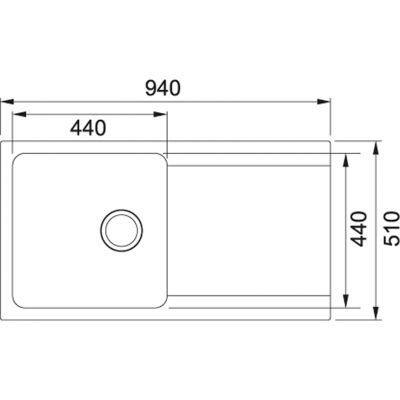 Plan Evier en tectonite® Franke ORION 008581 couleur tectonite® carbone 940x510 avec 1 cuve vidage automatique égouttoir réversible