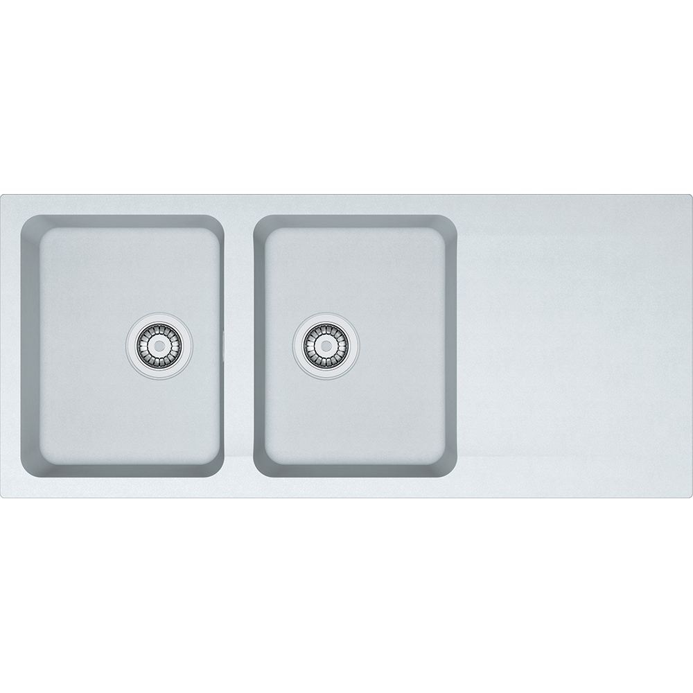  Evier en tectonite® Franke ORION 009380 couleur tectonite® blanc artic 1160x510 avec 2 cuves vidage automatique égouttoir réversible OID621