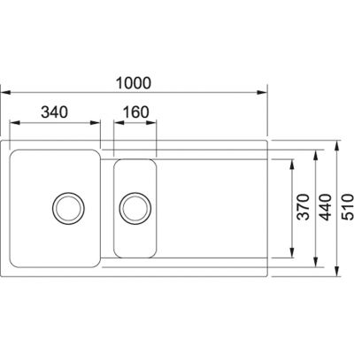 Plan Evier en tectonite® Franke ORION 009205 couleur tectonite® carbone 1000x510 avec 1 et cuve vidage automatique égouttoir réversible