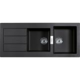  Evier en tectonite® Franke SIRIUS 095553 couleur tectonite® carbone 1190x510 avec 2 cuves vidage automatique égouttoir réversible