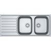  Evier en inox décor Franke SPARK 006464 couleur inox dekor® 1160x500 avec 2 cuves vidage manuel