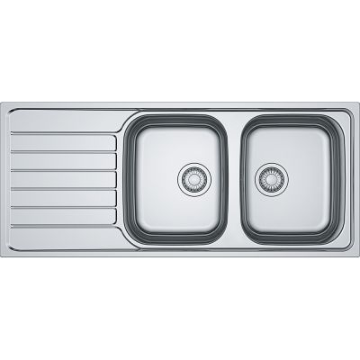  Evier en inox décor Franke SPARK 006464 couleur inox dekor® 1160x500 avec 2 cuves vidage manuel