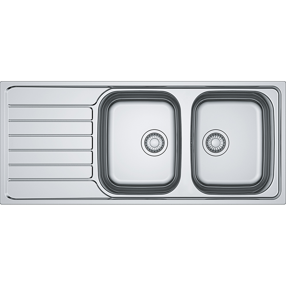  Evier en inox Franke SPARK 006457 couleur inox 1160x500 avec 2 cuves vidage manuel SKX621