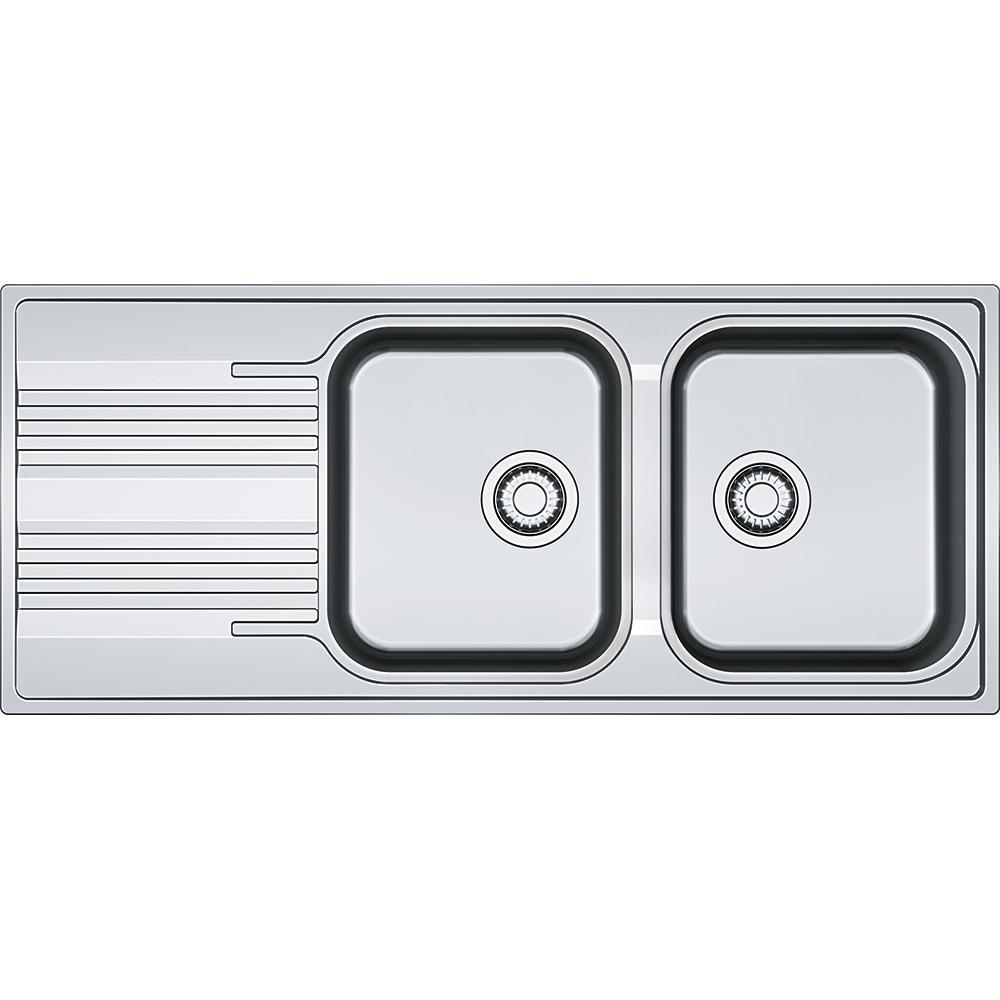  Evier en inox Franke Smart 640675 couleur inox 1160x500 avec 2 cuves vidage manuel SRL621_SRX621