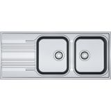  Evier en inox Franke Smart 640682 couleur inox dekor® 1160x500 avec 2 cuves vidage manuel