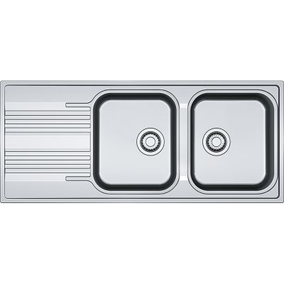  Evier en inox Franke Smart 640682 couleur inox dekor® 1160x500 avec 2 cuves vidage manuel