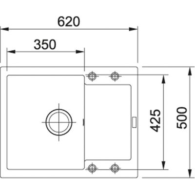 Plan Evier en céramique Franke MARIS 459419 couleur onyx 620x500 avec 1 cuve vidage automatique égouttoir réversible