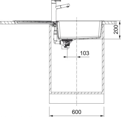 Plan 2 Evier Franke CNG 611-XL NOIR MAT MANU CENTRO 279351