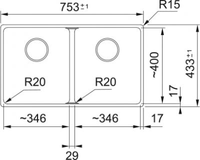 Plan 1 Evier Franke MRG 120-35-35 BLANC MANU MARIS 282948