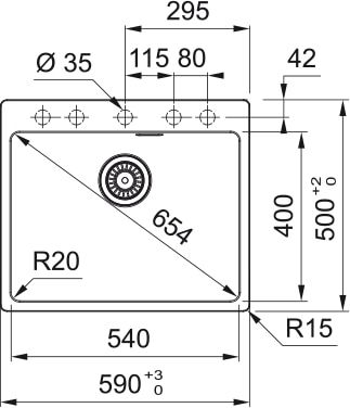 Plan 1 Evier Franke MRG 610-54 PR NOIR MAT AUTO MARIS 152326