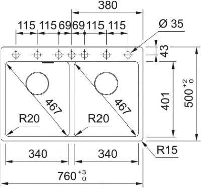 Plan 1 Evier Franke MRG 620-34-34 PR STONE AUTO MARIS 152470