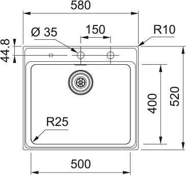 Plan Evier Franke MYX 210-50 TL INOX AUTO MYTHOS 303872