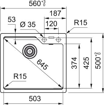 Plan Evier Franke UBG 610-50 BLANC AUTO URBIS 281040