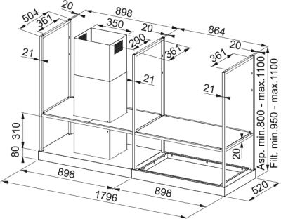 Plan Hotte Franke MYTHOS FMY F180 NOIR MAT T-SHELF 216813