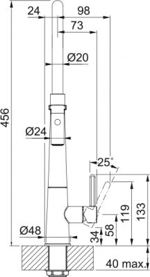 Plan 2 Mitigeur Franke ICON semi-PRO NOIR MAT ICON 276725