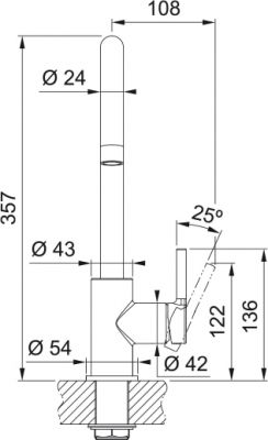 Plan 2 Mitigeur Franke LINA J Bec lev. lat. Chrome LINA 294576