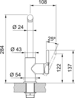 Plan 2 Mitigeur Franke LINA L bec NOIR MAT LINA 295481