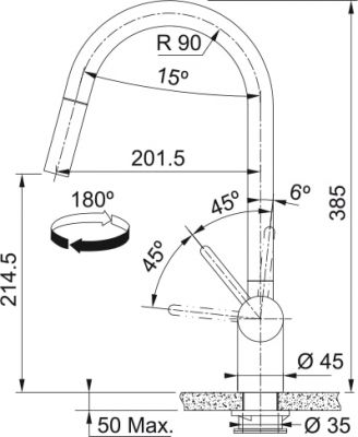 Plan Mitigeur Franke LEDA douchette latéral INOX LEDA 728812